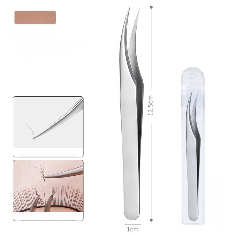 Nerūdijančio plieno blakstienų pincetės su grafting klipu ir plunksnos klipu – pradedančiųjų rinkinys, prekė Medium Tweezers