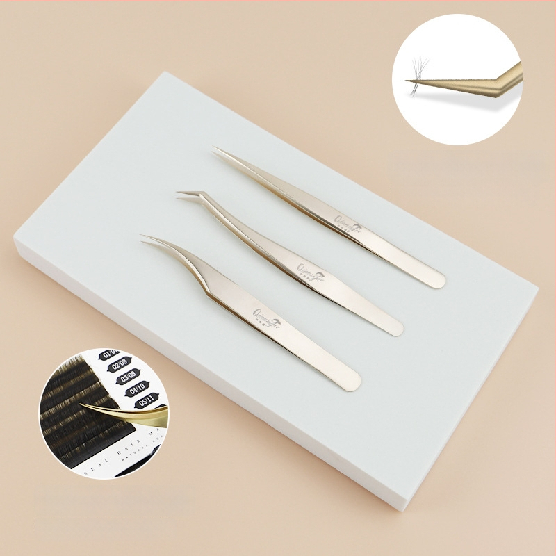 Aukštos tikslumo nerūdijančio plieno blakstienų pincetų rinkinys, segmentuotas dizainas, be elektros, pakuotėje 1 vnt., trys stiliai, Dolphin Straight Clip