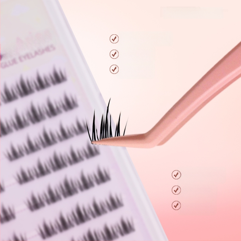 Fish Xiaoya neriebios plokščios galvutės žnyplės blakstienoms, skirtos apatiniams – be klijų, auksinio plunksnos klipo