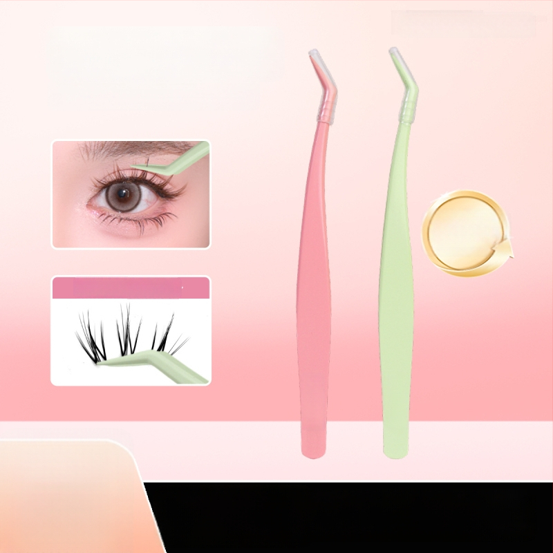 Fish Xiaoya neriebios plokščios galvutės žnyplės blakstienoms, skirtos apatiniams – be klijų, auksinio plunksnos klipo