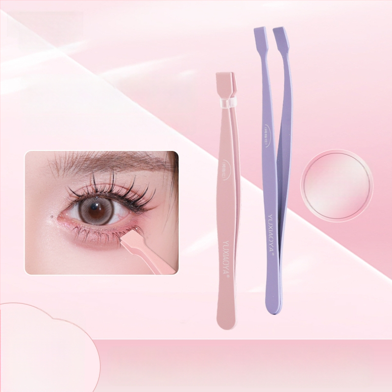 Fish Xiaoya neriebios plokščios galvutės žnyplės blakstienoms, skirtos apatiniams – be klijų, auksinio plunksnos klipo