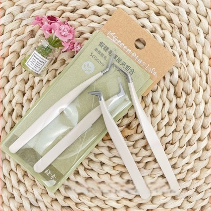 Rinkinys plaukų blakstienų pratęsimo įrankių – nerūdijančio plieno pincetai, plunksnos klipas, profesionalus grafting komplektas pradedantiesiems Chlorophyll