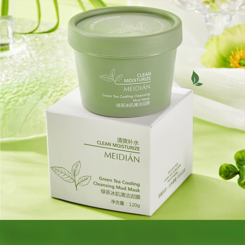 Žaliosios arbatos molio kaukė giliam valymui, riebalų kontrolei, porų susiaurinimui, drėkinimui ir juodųjų dėmių šalinimui (120 ml)