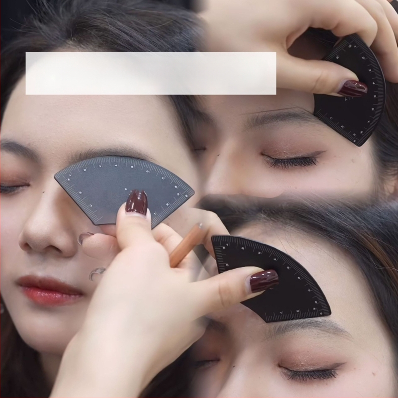 Antakių braižymo įrankis su geležine liniuo­te, simetriškas trijų taškų išdėstymas tiksliai antakių dizainui (Kilmė: Guangzhou)