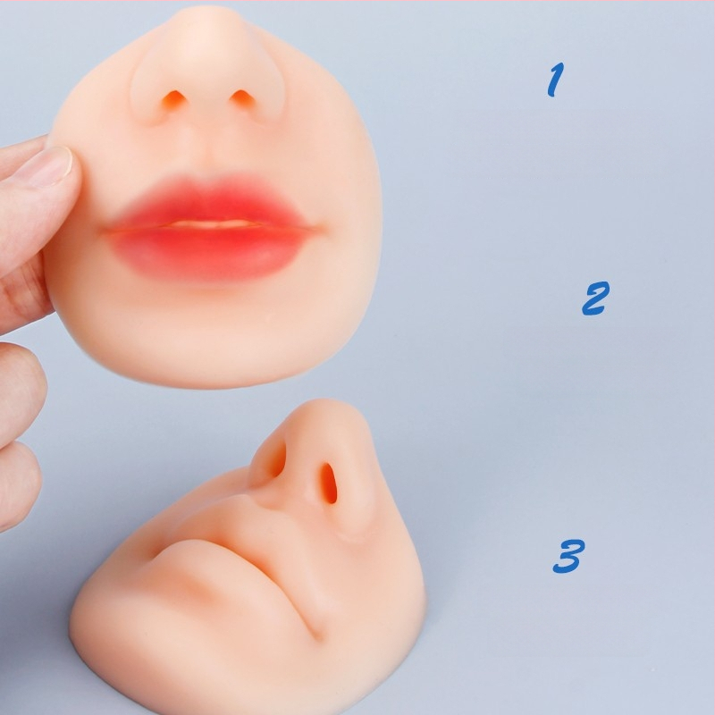 Silikoninė 5D lūpų ir nosies treniravimo modulis, praktinė oda pradedantiesiems lūpų tatuiravimui, 3D realistiškas lūpų modelis