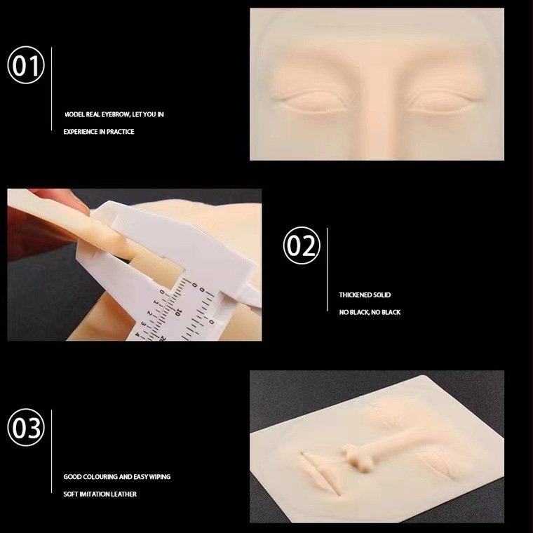 Antakių tatuiravimo praktinė oda, viso veido, silikoninė imitacinė oda semi-permanentiniam mokymui