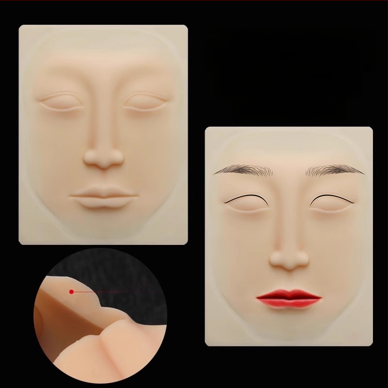 Antakių tatuiravimo praktinė oda, viso veido, silikoninė imitacinė oda semi-permanentiniam mokymui