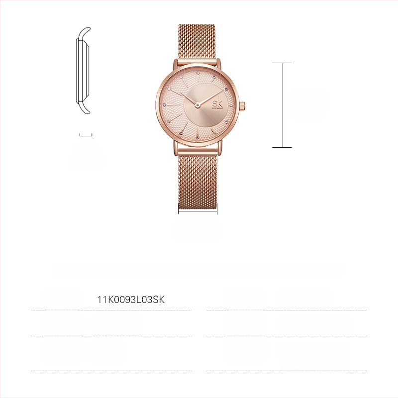 Sieviešu pulkstenis ar dimantu raksta cipeni un retro kniedēm motīvu, nerūsējošā tērauda tīkla siksna, kvarca kustība Miyota PC21, Japāna, ūdensizturība 30 m