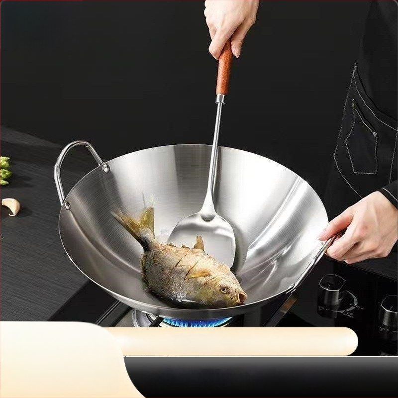 Nerūdijančio plieno wokas, be dengimo, su vienu dugnu, tinkama dujinė viryklė, kinų stilius, pritaikomas modelis 5