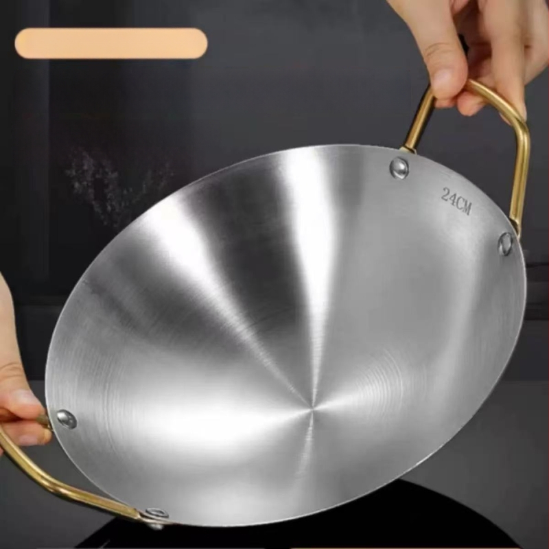 Nerūdijančio plieno wokas, be dengimo, su vienu dugnu, tinkama dujinė viryklė, kinų stilius, pritaikomas modelis 5