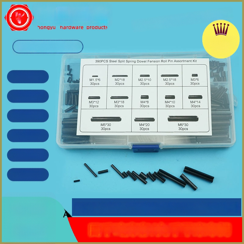 Elastsed silindrilised poldid komplekt, 390 tk, 304 roostevabast terasest, töötlemata, karbis