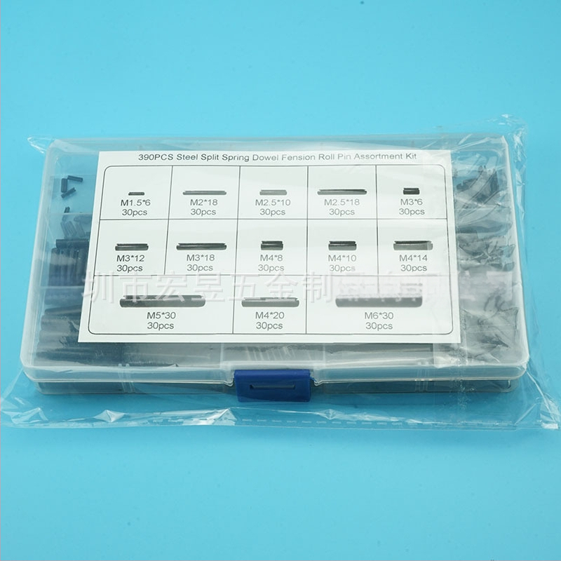 Elastsed silindrilised poldid komplekt, 390 tk, 304 roostevabast terasest, töötlemata, karbis