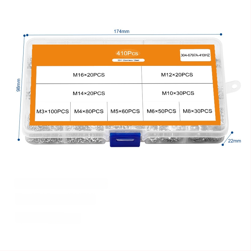410 gab nerūsējošā tērauda 304, ārējās zobu aizslēgšanas uzmavas, plakānās uzmavas komplekts, blīvēšanas uzmavas, apturēšanas uzmavas, Klase A, Nacionālais standarts