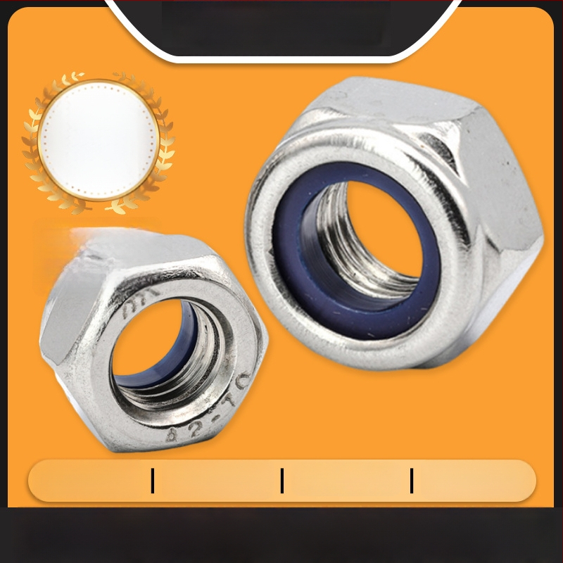 Šešiakampių fiksuojančių veržlių rinkinys iš nerūdijančio plieno 304, DIN 985, Klasė A, Tvirtumas 6.8