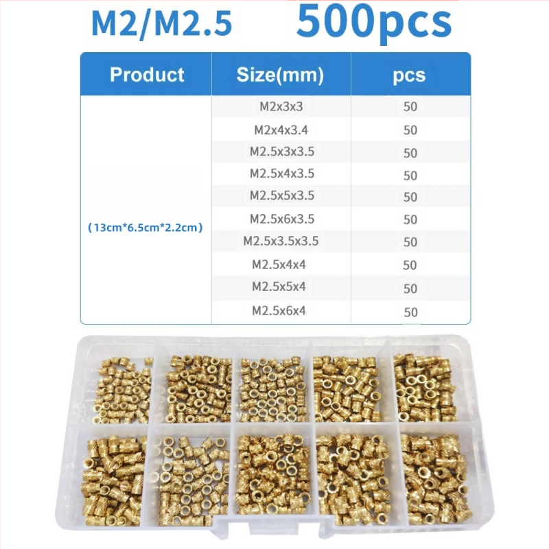 Rinkinys varžtų įdėtinių veržlių, M2–M6 sriegiai, GB809 standartas, standartinis atsparumas