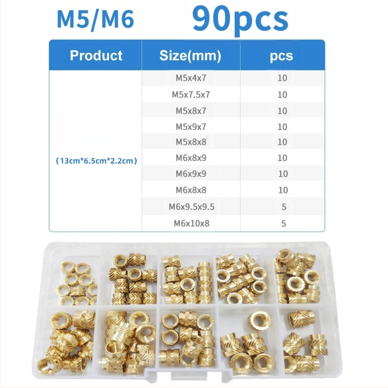 Rinkinys varžtų įdėtinių veržlių, M2–M6 sriegiai, GB809 standartas, standartinis atsparumas