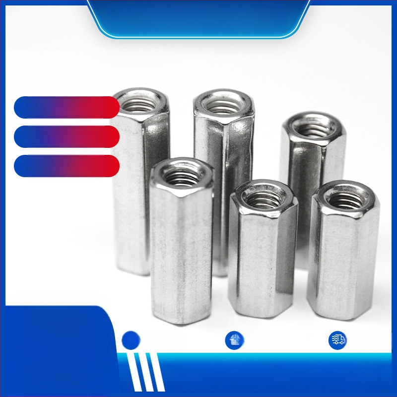 Išplėsta šešiakampė veržlė su sriegine strypo jungtimi, cilindriškai stora, 304 nerūdijantis plienas, DIN934, A2-70, paviršiaus apdaila Wash White, Klasė A/B/C