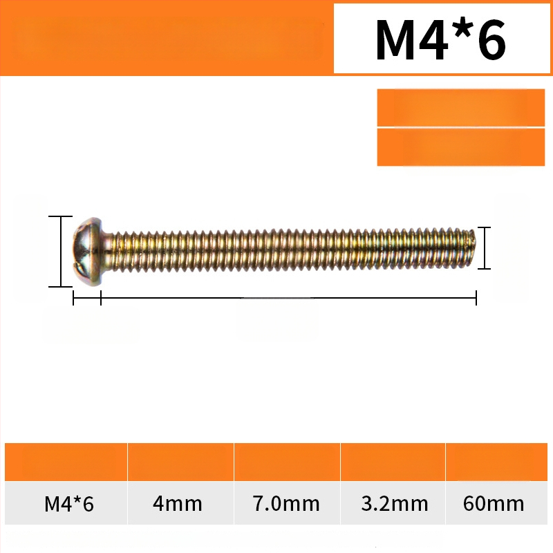 Slēdža paneļa skrūves – apaļās galvas, M4 vītne, GB/GB-T standarts