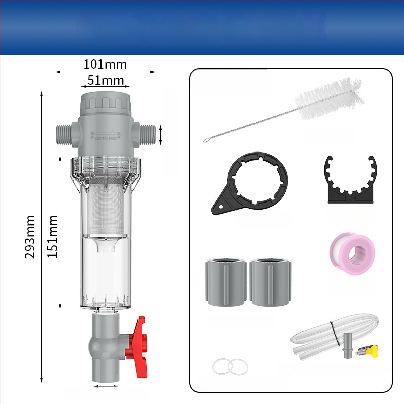 Išplėčiamas akvariumo filtras su 10–200 tinkleliu, nuosėdų kamera ir kamuoliukų vožtuvu (filtravimo medžiaga)