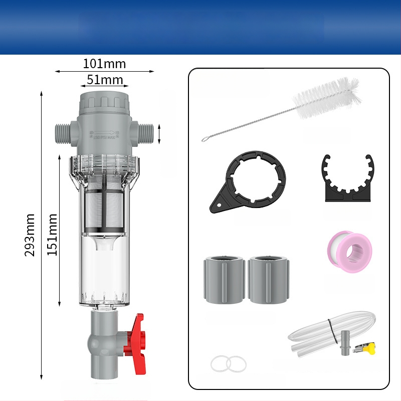 Išplėčiamas akvariumo filtras su 10–200 tinkleliu, nuosėdų kamera ir kamuoliukų vožtuvu (filtravimo medžiaga)