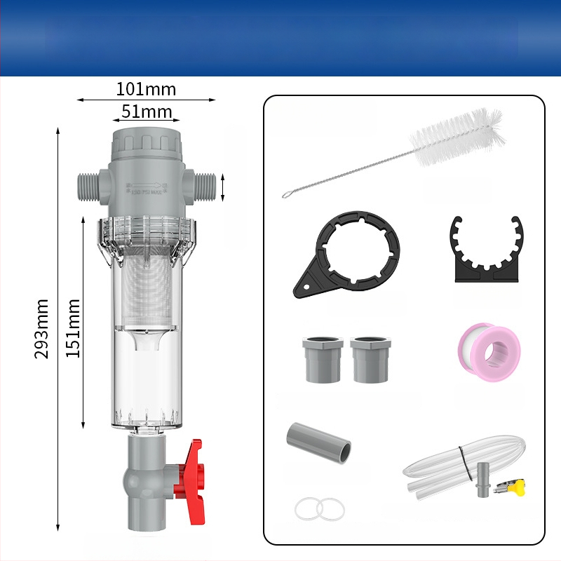 Išplėčiamas akvariumo filtras su 10–200 tinkleliu, nuosėdų kamera ir kamuoliukų vožtuvu (filtravimo medžiaga)