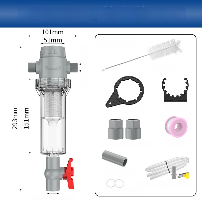Išplėčiamas akvariumo filtras su 10–200 tinkleliu, nuosėdų kamera ir kamuoliukų vožtuvu (filtravimo medžiaga)
