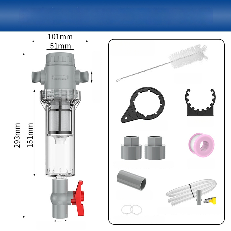 Išplėčiamas akvariumo filtras su 10–200 tinkleliu, nuosėdų kamera ir kamuoliukų vožtuvu (filtravimo medžiaga)