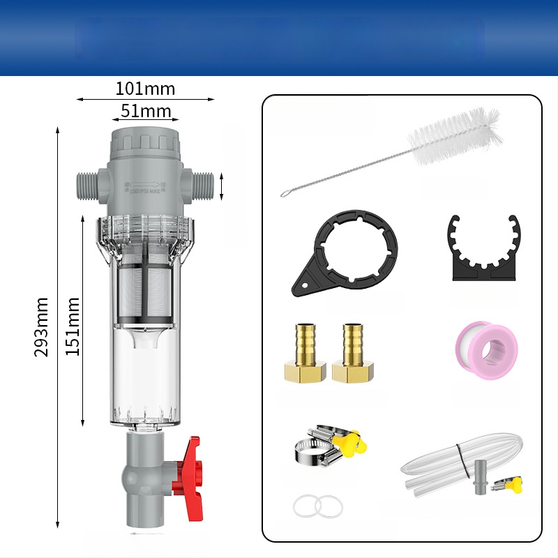Išplėčiamas akvariumo filtras su 10–200 tinkleliu, nuosėdų kamera ir kamuoliukų vožtuvu (filtravimo medžiaga)