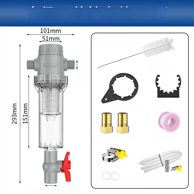 Išplėčiamas akvariumo filtras su 10–200 tinkleliu, nuosėdų kamera ir kamuoliukų vožtuvu (filtravimo medžiaga)