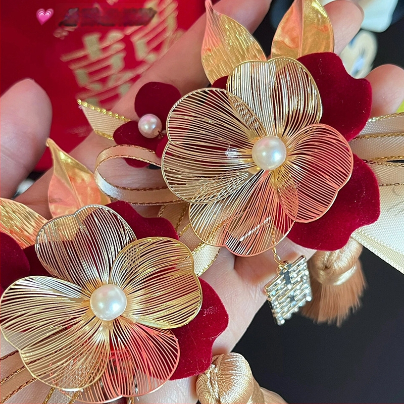 Kāzu korzāsu komplekts līgavai, līgavainim un ģimenei - metāls, roku darbs, ķīniešu stils, vidējais biezums