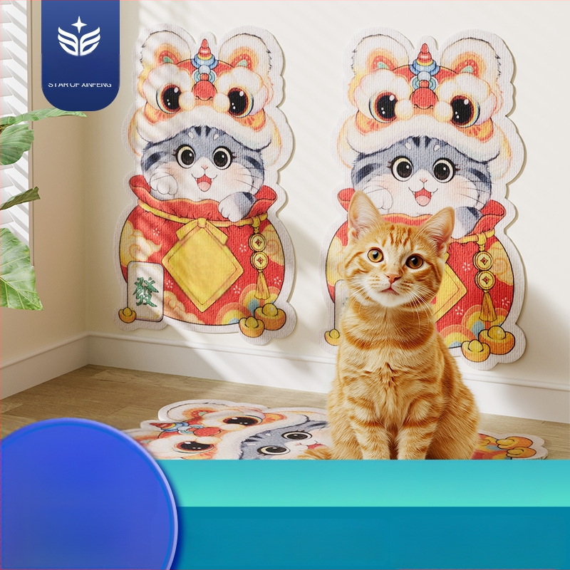 Katės įbrėžimų plokštė iš PVC, vertikalus sieninis tvirtinimas, galima pjaustyti, karikatūrų stilius, prekės ženklas Xinfeng Star