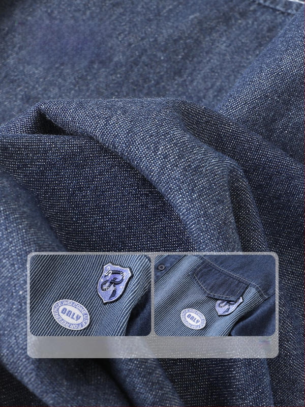 Berniukų džinsiniai marškiniai, medvilnės mišinio audinys, ilgomis rankovėmis, apykaklė su reveru, švelnus paviršius