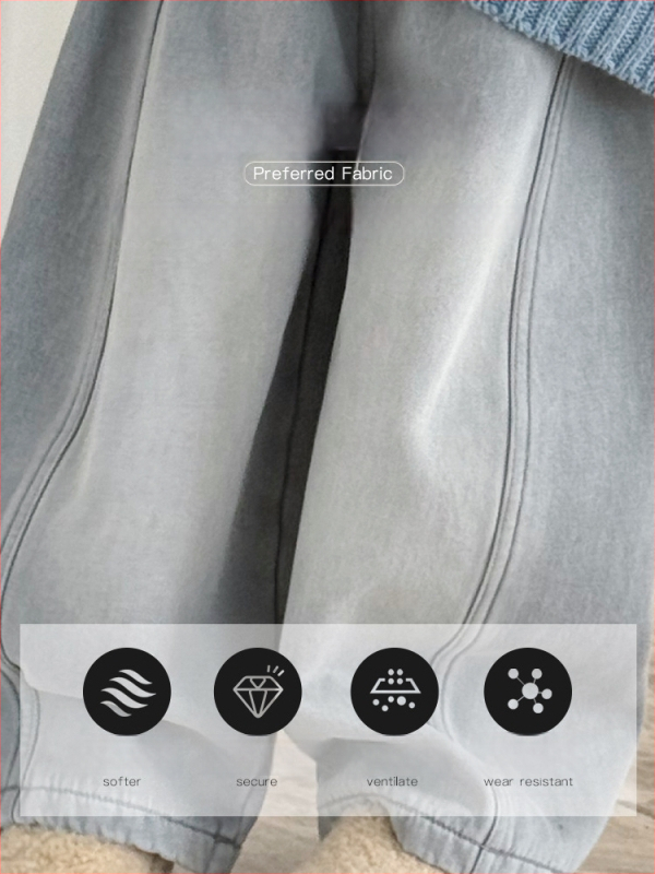 Laste talvised puuvillased džinsid, paksendatud, keskmise talje elastne vöö, 3–8 aastat