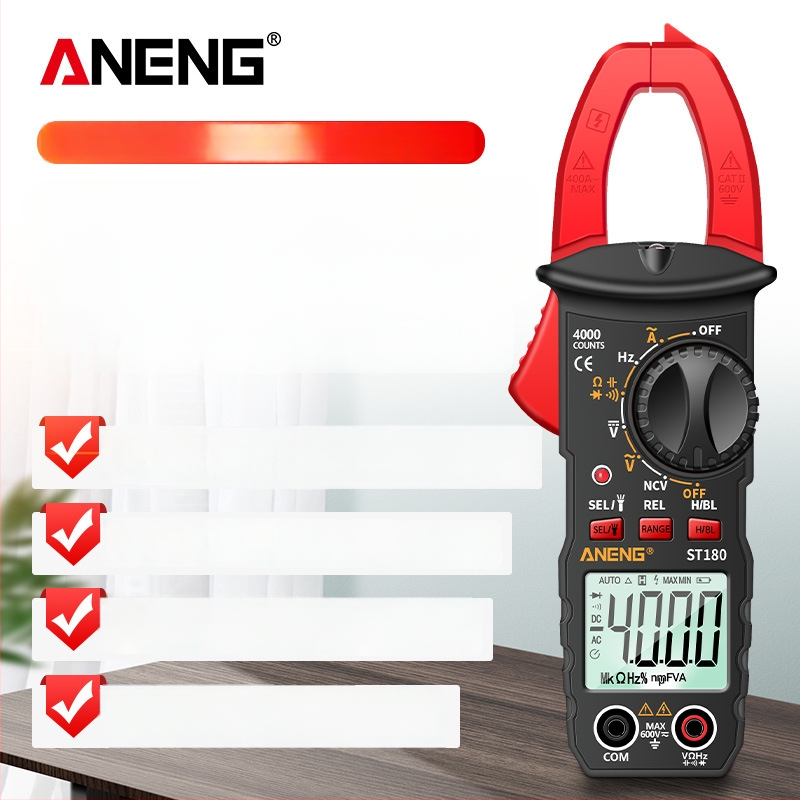 Skaitmeninis klampos matuoklis ANENG ST180, AC/DC matavimas, 600 V, 400 A, 40 MΩ, 4000 reikšmių