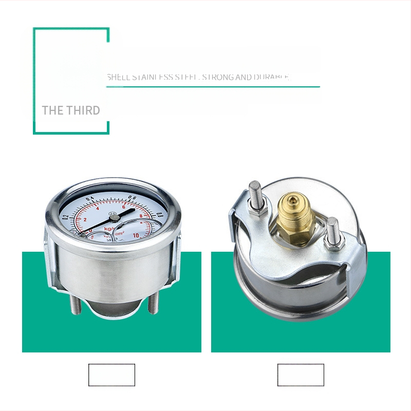 Seismi survemõõtja YN50Z aksiaalne, paneelile paigaldatav klipp-tüüpi lisavarustusega; aksiaalne keermeline ühendus; mõõtmisvahemik 0-60 ja -0,1-2,4; täpsusklass 2,5