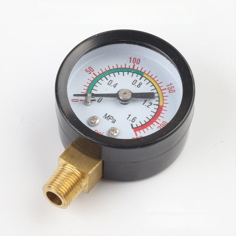 Diaphragma rõhu manomeeter õhukompressorile, mõõtmisvahemik 0–1.6 MPa, täpsus 0.1 MPa, keermestatud ühendus, Ø42 mm