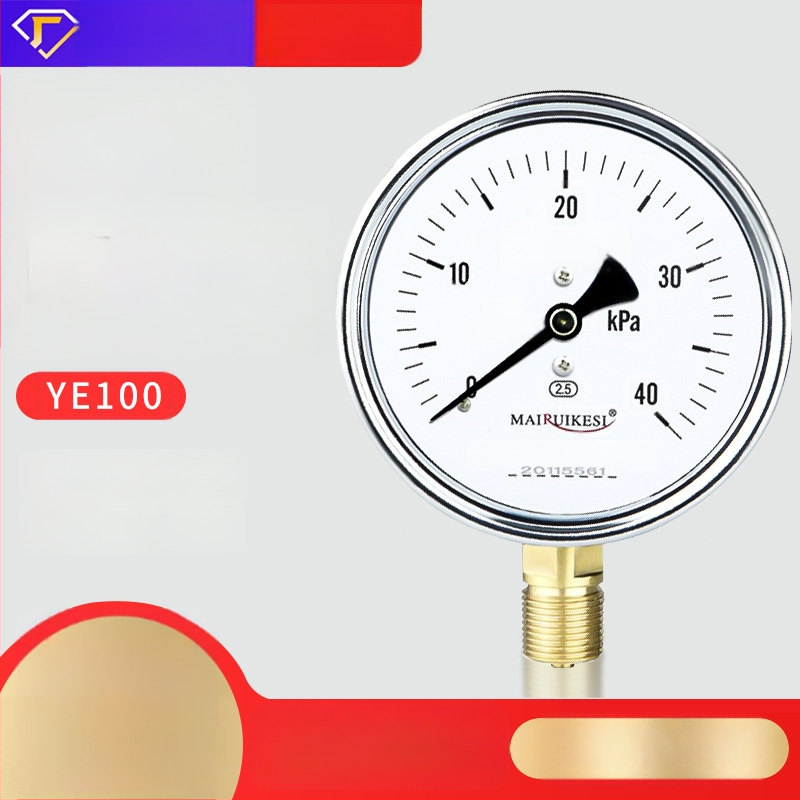 YE100 membraan-manomeeter läbipaistva resinist esiküljega, ühendus M20×1.5, vahemik -100…100 kPa, täpsusklass 2.5