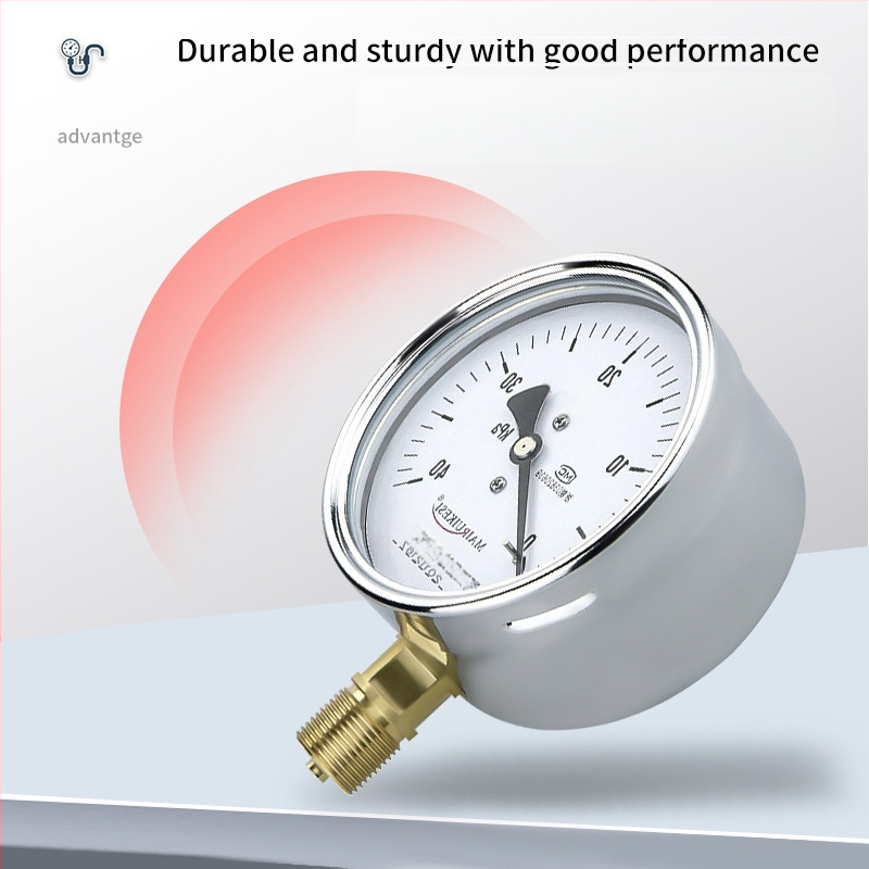 YE100 membraan-manomeeter läbipaistva resinist esiküljega, ühendus M20×1.5, vahemik -100…100 kPa, täpsusklass 2.5