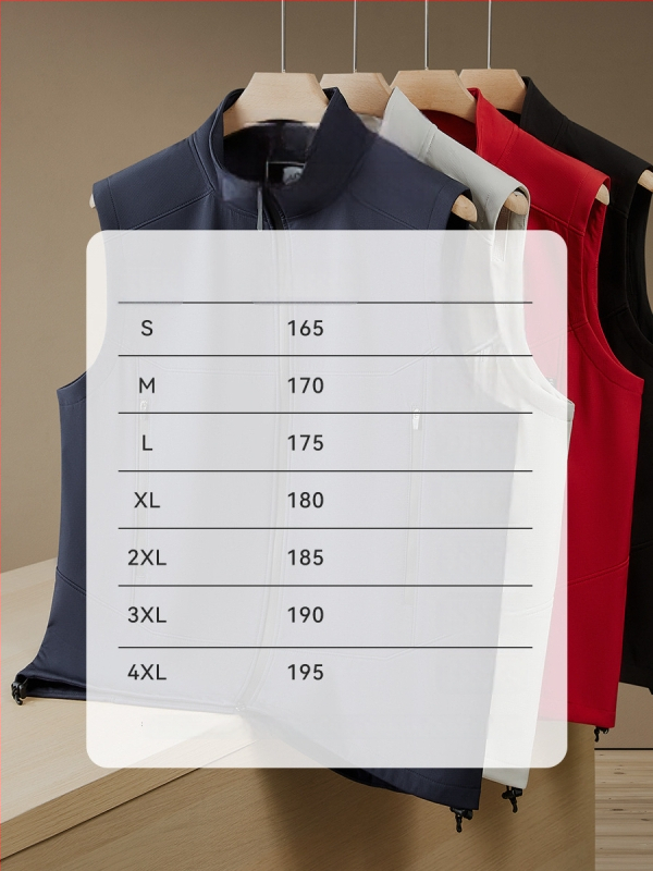 Fliisiga vooderdatud soft-shell vest, unisex, varrukateta, stand-up krae, tõmblukk, sügisele