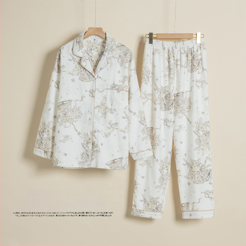 Pijama komplekt, 100% puuvill, prantsuse stiil, vaba lõige, pikad varrukad, sobib talveks, sügisel ja kevadel