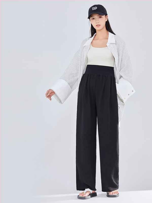 Rasedatele mõeldud laiad püksid, õhuke polüester (95%+), lõdva lõige, kevad-suvi 2025