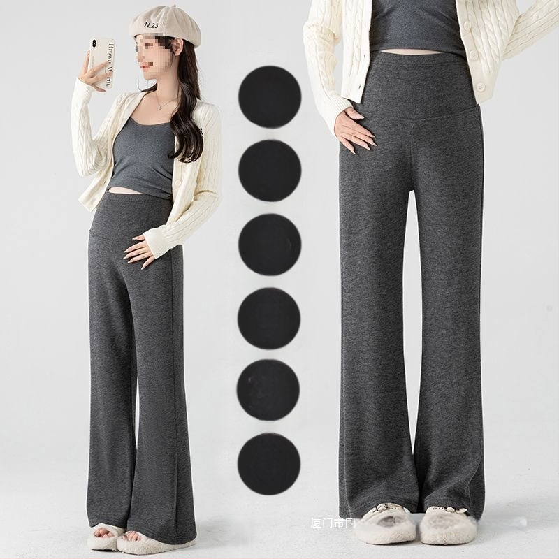 Grūtnieču bikses – 9/10 garums, brīvs piegriezums, chenille audums ar spandeksu līdz 30%, regulējams platākais apakšējais gals