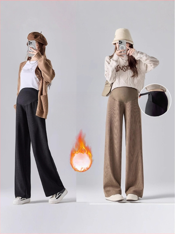 Rasedate laiendatud püksid, paks polüester (95%+), spandeks <30%, vaba lõige koos kõhu toestusega, mikroelastsus