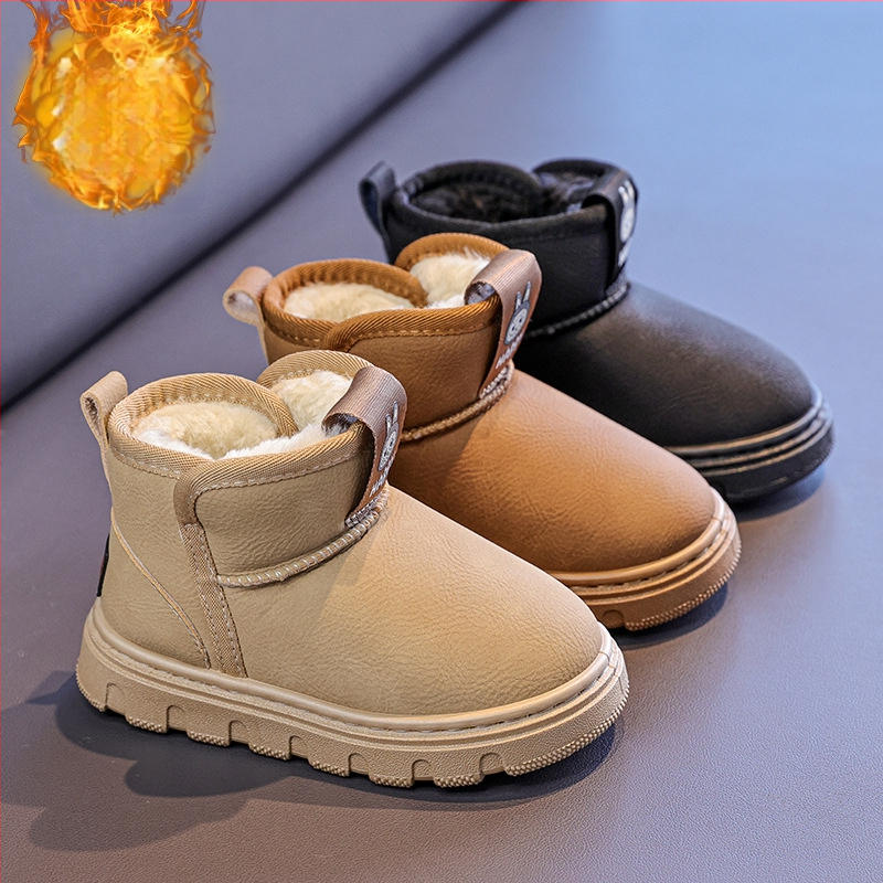 Vaikų žieminiai sniego batai, atsparūs vandeniui, neslidūs, su vilnine vidine danga, PU viršus, natūralaus kaučuko padas