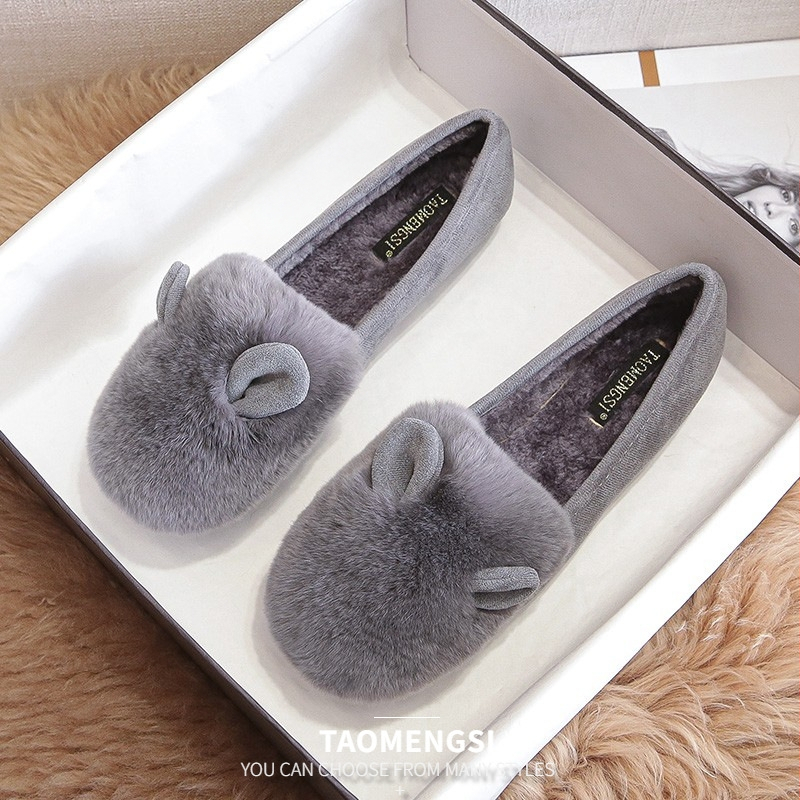 Moterų žieminiai medvilniniai batai su dirbtine vilna, žemas viršus, apvali nosis, plokščias pada, viršutinė medžiaga: superpluoštas