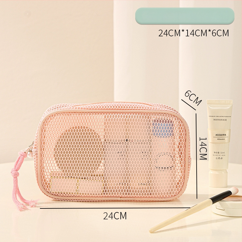 Kosmeetika kott võrgust kangast, käekoti stiilis, mudel 01b1605; mitmekülgne reisiks, kosmeetika ja hügieenitarvete hoiustamine.