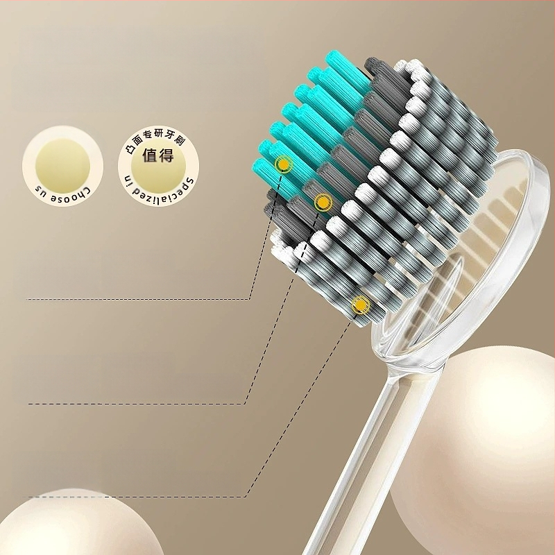 Rokas zobu birste ar mīkstām sariem un kalnveidīgu izliektu spirālveida šķiedru dizainu dziļai tīrīšanai – 2 gab. komplektā, modelis Gd001