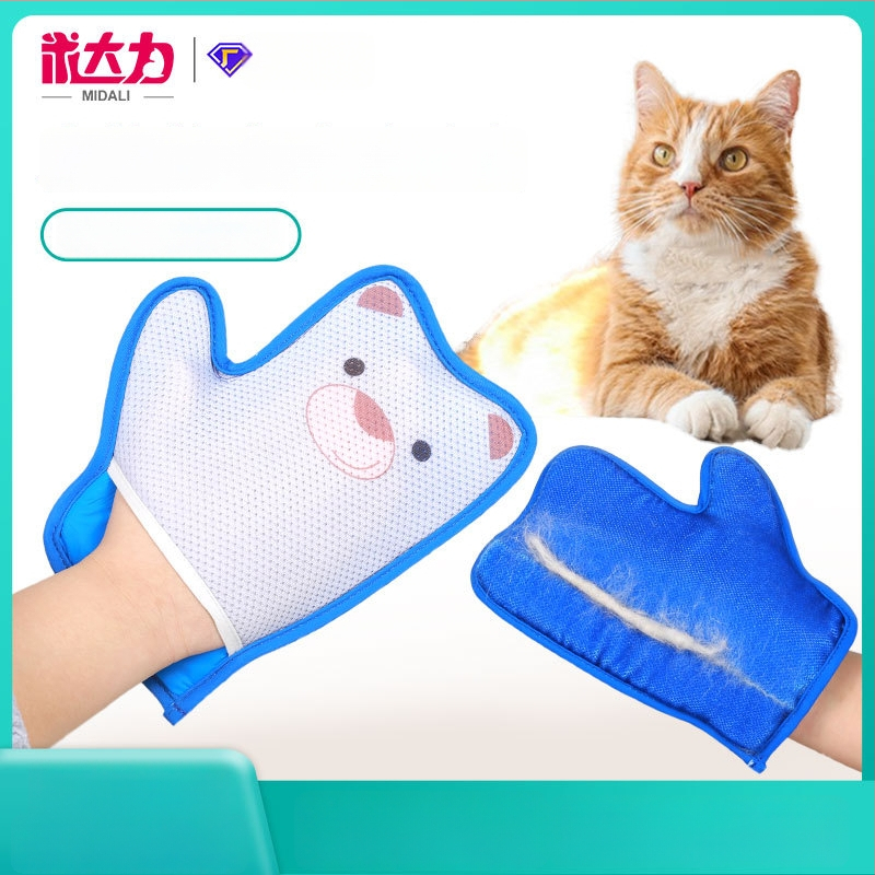 Naminių gyvūnėlių plaukų šalinimo pirštinė – dvipusė, karikatūrų dizaino elektrostatinė šepetėlis, tinklinio audinys ir šepetėlio audinys