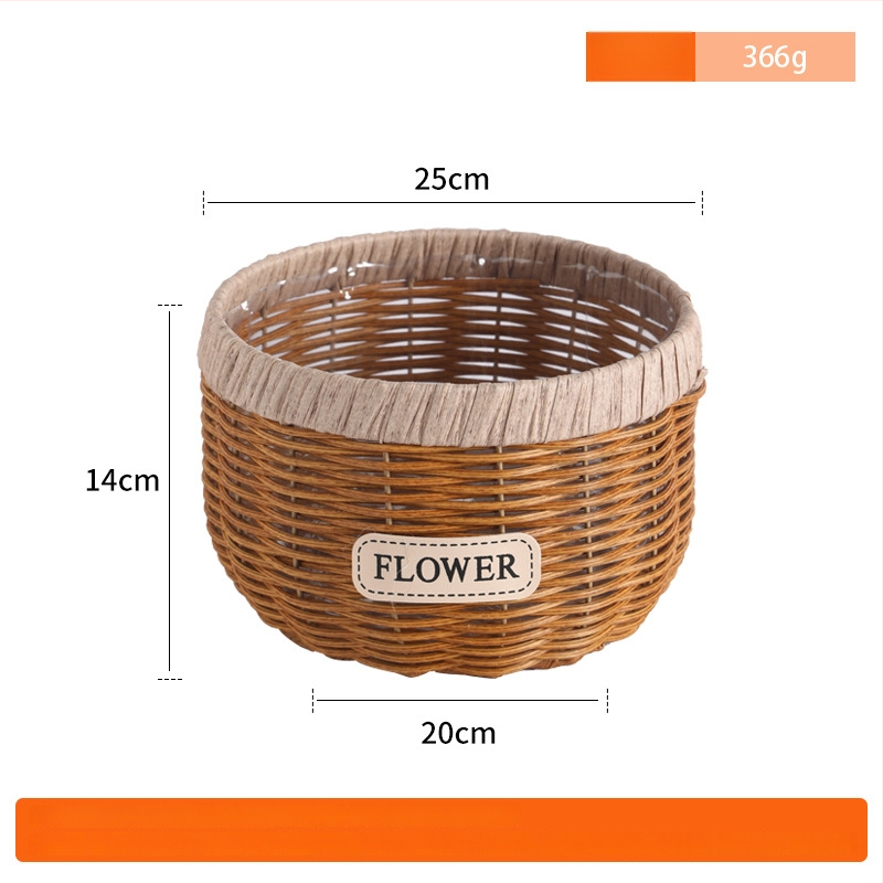 Gėlių vazonas iš imitacinio ratano su plieno rėmu; rankų darbo pynimas (Medžiaga: PE imitacija ratano + plieno rėmas; Naudojimo forma: stalelyje arba grindyse; Amatas: rankų darbas; Gamybos metodas: pynimas)