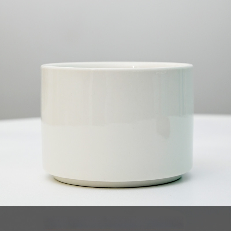 Keraamiline lillepott logotüübi trükiga; lihtne portselani disain; sobib laua- või põrandakasutuseks; poolmanuaalne tootmisprotsess.